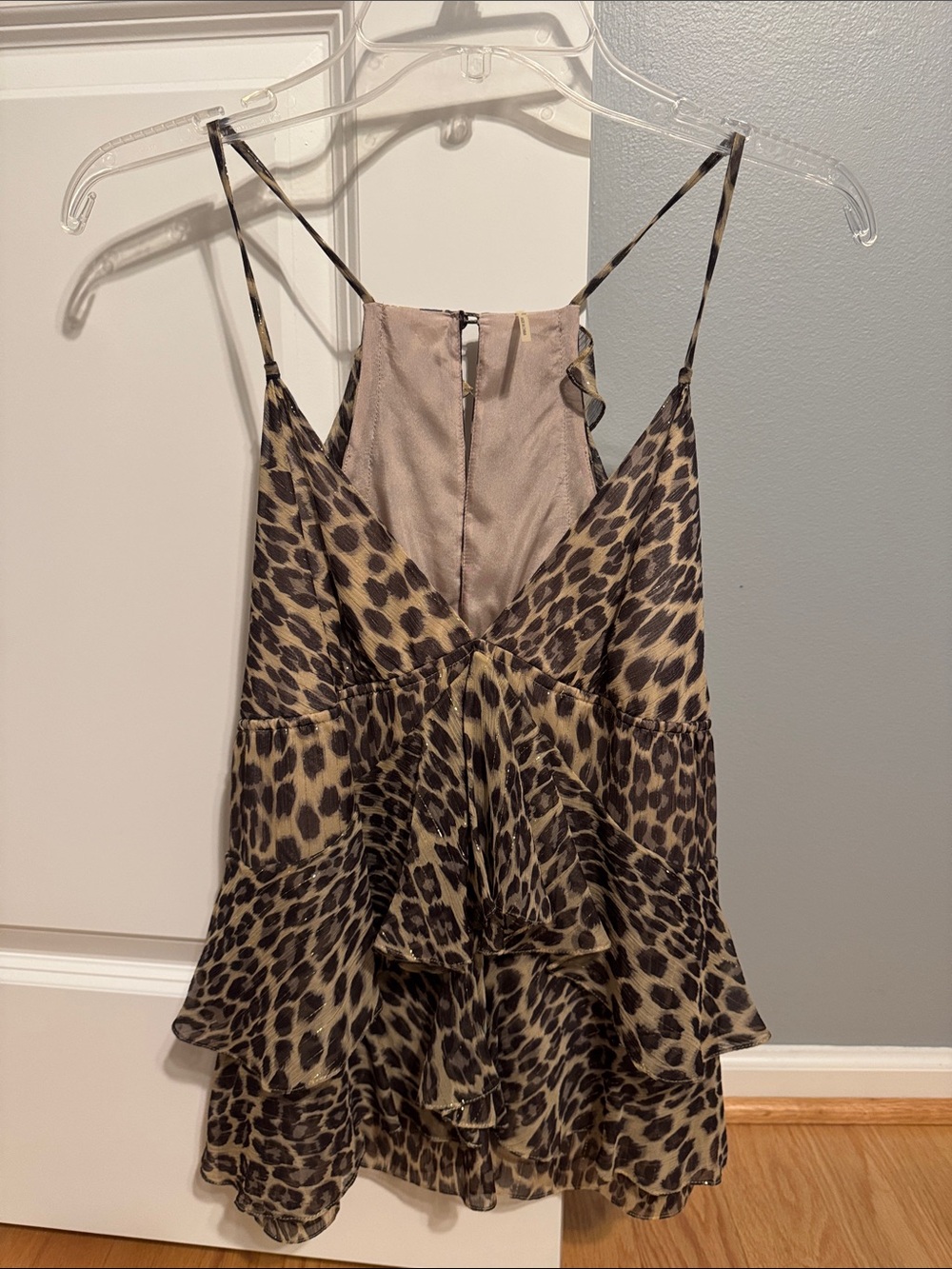 Rebecca Taylor Leopard Print Tiered Camisole in Brown and Black - Silk